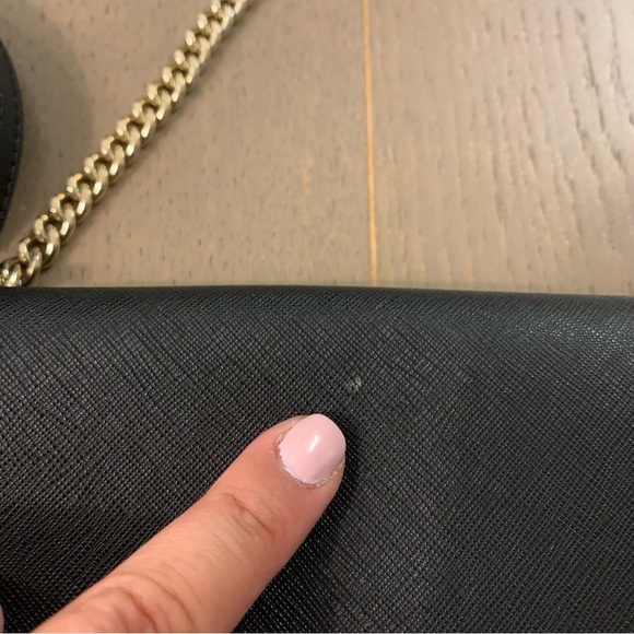 Kate Spade Black Leather Purse with Gold Chain & Black Leather Crossbody Strap - Picture 3 of 16